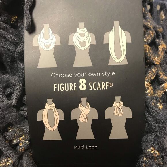 D&Y Gray & Gold Fringed Infinity Scarf - Picture 4 of 5